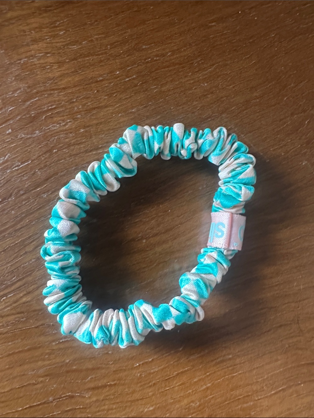 Slip silk hair tie green and cream stripe